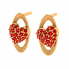 14K Oval Shaped Heart Themed Gold Earring for Women