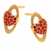 14K Oval Shaped Heart Themed Gold Earring for Women