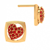 14K Valentine?s Day Special Red Stone Studded Yellow Gold Earring