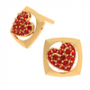 14K Valentine?s Day Special Red Stone Studded Yellow Gold Earring