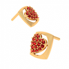 14K Valentine?s Day Special Red Stone Studded Yellow Gold Earring