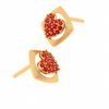 14K Valentine?s Day Special Red Stone Studded Yellow Gold Earring