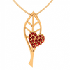 14K Red Stone Studded Sleek Yellow Gold Locket For Everyday Wear