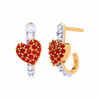 14K Diamond Studded Heart Themed Yellow Gold Earring 