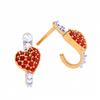 14K Diamond Studded Heart Themed Yellow Gold Earring 