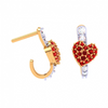 14K Diamond Studded Heart Themed Yellow Gold Earring 