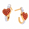 14K Diamond Studded Heart Themed Yellow Gold Earring 