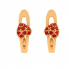 14K Red Stone Studded Partywear Yellow Gold Earring