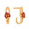 14K Red Stone Studded Partywear Yellow Gold Earring