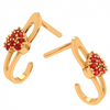 14K Red Stone Studded Partywear Yellow Gold Earring