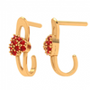 14K Red Stone Studded Partywear Yellow Gold Earring