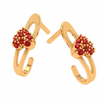 14K Red Stone Studded Partywear Yellow Gold Earring