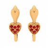 14K Red Stone Studded Latest Design Yellow Gold Earrings