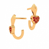 14K Red Stone Studded Latest Design Yellow Gold Earrings