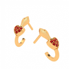 14K Red Stone Studded Latest Design Yellow Gold Earrings