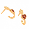 14K Red Stone Studded Latest Design Yellow Gold Earrings