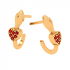 14K Red Stone Studded Latest Design Yellow Gold Earrings