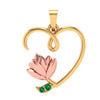 Lotus Themed Heart Shaped Gold Pendant