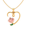 Lotus Themed Heart Shaped Gold Pendant