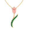 Intricately Designed Green Stone Studded Gold Pendant 