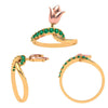 Green Stone Studded Lotus Themed Gold Rings For Women 