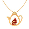 Floral Crystal Gold Tea Pot Pendant 