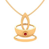 Crystal Studded Diya Gold Pendant 