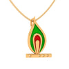 14K Predominant Peacock Feather Gold Pendant 