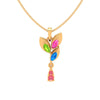 14K Multi-Coloured Floral Featured Gold Pendant