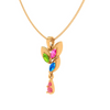 14K Multi-Coloured Floral Featured Gold Pendant