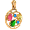 14K Handpicked Coloured Stone Studded Gold Pendant 