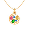 14K Handpicked Coloured Stone Studded Gold Pendant 