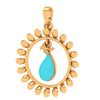 14K Sun Shaped Blue Stone Studded Gold Pendant 