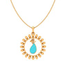 14K Sun Shaped Blue Stone Studded Gold Pendant 