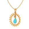 14K Sun Shaped Blue Stone Studded Gold Pendant 