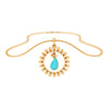 14K Sun Shaped Blue Stone Studded Gold Pendant 