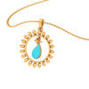 14K Sun Shaped Blue Stone Studded Gold Pendant 