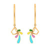 Eclectic Floral Gold Drop Earrings