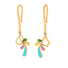 Eclectic Floral Gold Drop Earrings