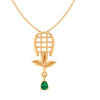 Unique 14K Leafy Motif Emerald Adorn gold pendant Design From Amazea Collection