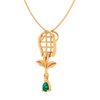 Unique 14K Leafy Motif Emerald Adorn gold pendant Design From Amazea Collection