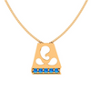 Dazzling 14k  Lord Ganesha Gold Pendant with Blue Gem from Amazea Collection 