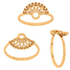 14K Solid Designer Fan-Shaped Gold Ring 