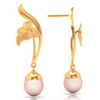 14K Leaf Themed Gold Earrings Design For Wedding Season 