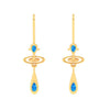 Gold Earrings With Solid Design & Blue Gems from Barish Collection