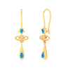 Gold Earrings With Solid Design & Blue Gems from Barish Collection