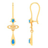 Gold Earrings With Solid Design & Blue Gems from Barish Collection