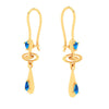 Gold Earrings With Solid Design & Blue Gems from Barish Collection