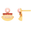 14k Gold Traditional Stud Earrings With Red Stone