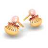 14k Gold Traditional Stud Earrings With Red Stone